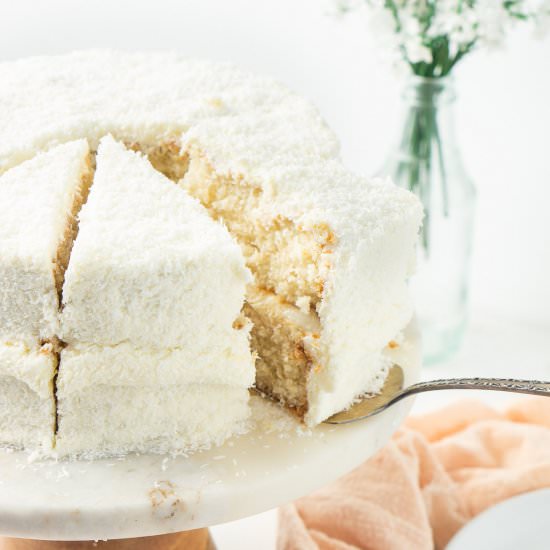 Vegan Coconut Cake - Recipe photo by eightforestlane