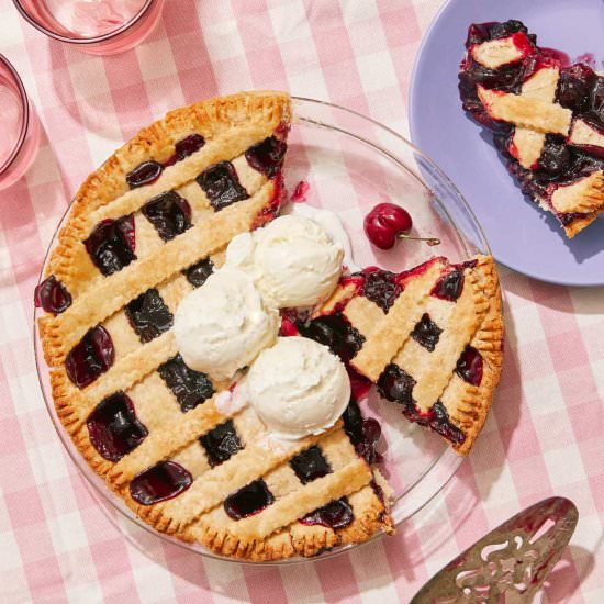 Vegan Cherry Pie - Recipe photo by peanutbutterpluschocolate