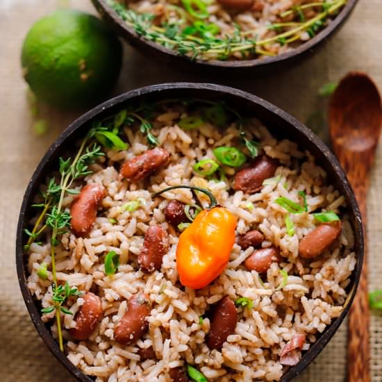 Vegan Jamaican Rice and Peas - Recipe photo by Plant-Based Passport