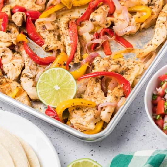 Sheet Pan Chicken Fajitas - Recipe photo by OnMyKidsPlate