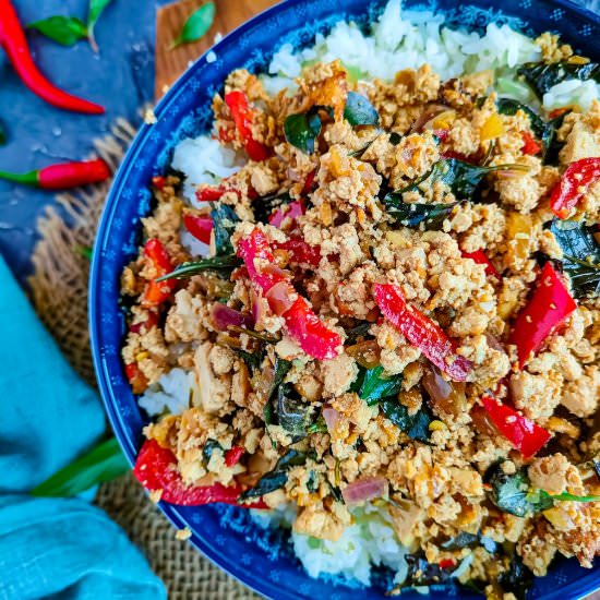 Easy Thai Basil Tofu Stir fry - Recipe photo by Sheeba@gohealthy