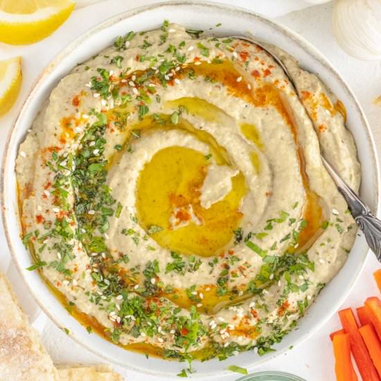 Creamy Eggplant Dip - Recipe photo by theplantbasedschool