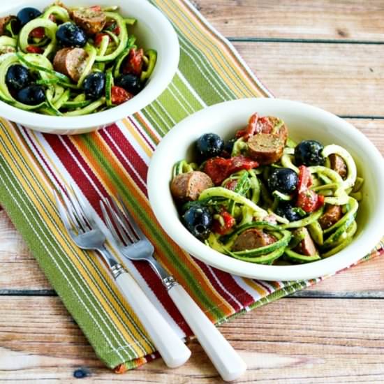 Zucchini Noodle Mock Pasta Salad - Recipe photo by kalynskitchen