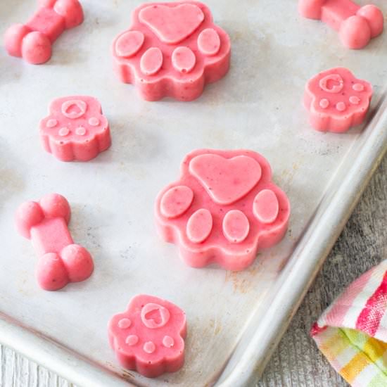 Frozen Strawberry Banana Dog Treats - Recipe photo by For the Love of Cooking