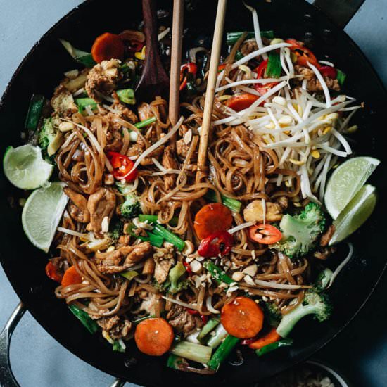 Chicken Pad Thai (Takeout-Style) - Recipe photo by omnivorescookbook