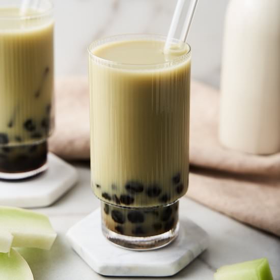 Honeydew Bubble Tea - Recipe photo by brokebankvegan