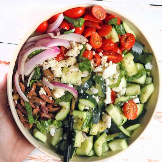 10 Minute Greek Cucumber Salad - Recipe photo by Sinful Kitchen
