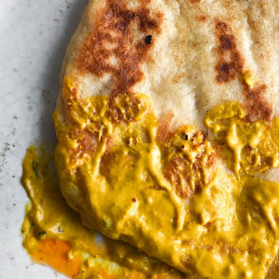 Gluten free yeasted flatbread - Recipe photo by georgeats