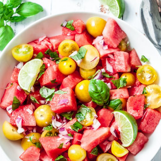 watermelon salad - Recipe photo by chewoutloud
