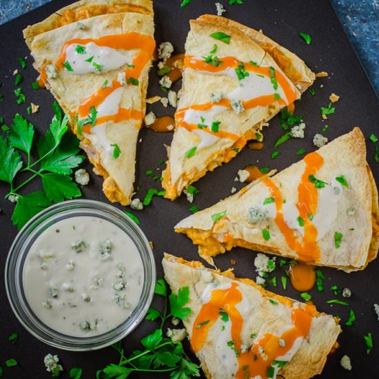 Buffalo Chicken Quesadillas - Recipe photo by dizzybusyandhungry