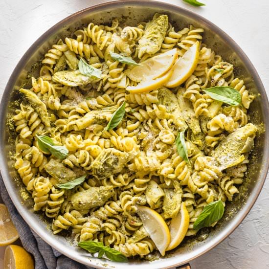 Pasta with Artichoke Hearts - Recipe photo by nourishandfete