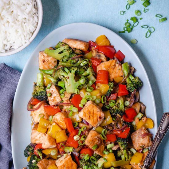 Stir-Fry Salmon and Vegetables - Recipe photo by Chef Molly