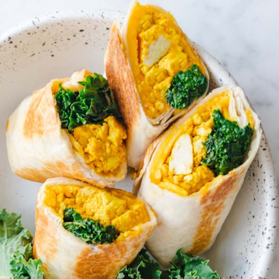 Tofu Scramble Breakfast Burritos - Recipe photo by Nisha Melvani