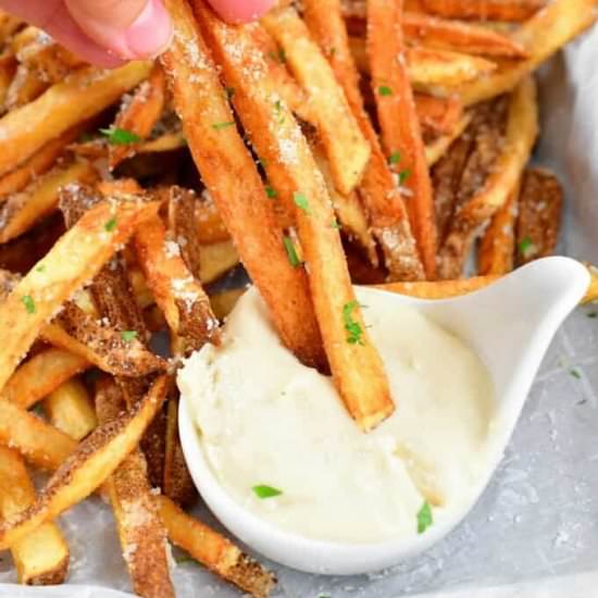Truffle Fries with Parmesan Aioli - Recipe photo by WillCookForSmiles