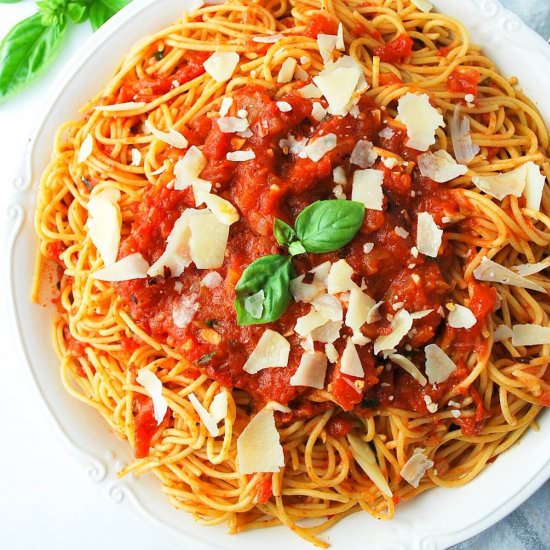 Easy Spaghetti Arrabiata - Recipe photo by AmeesSavoryDish