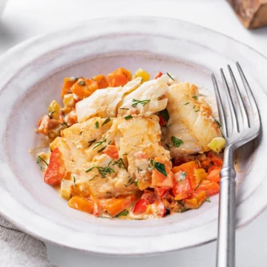 Oven Baked Fish with Vegetables - Recipe photo by allweeat