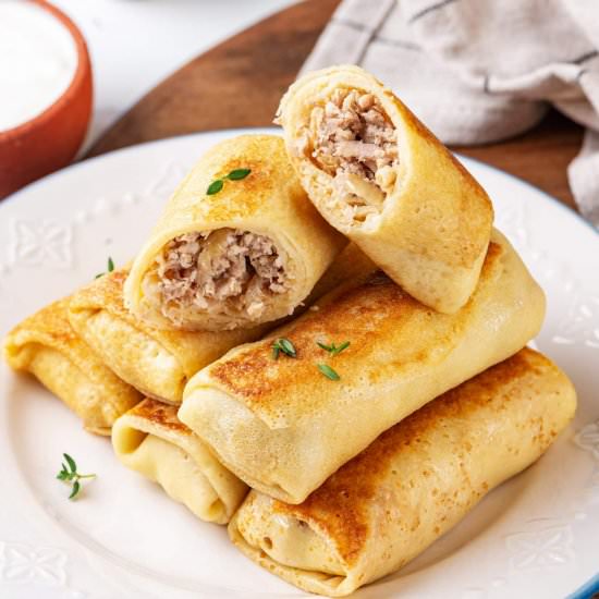 Crepes with an Easy Chicken Filling - Recipe photo by allweeat