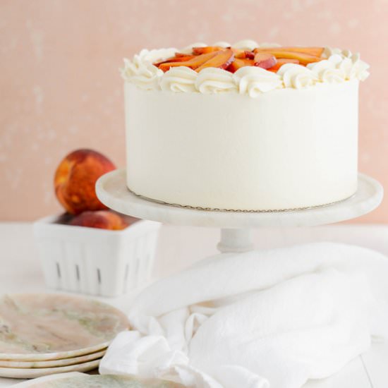 Peaches and Cream Layer Cake - Recipe photo by TheCakeChica