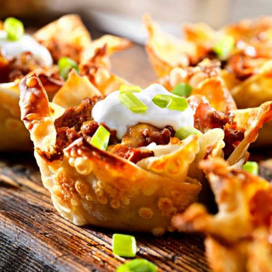 Crispy Baked, Wonton Taco Bowls - Recipe photo by wellnesssleuth