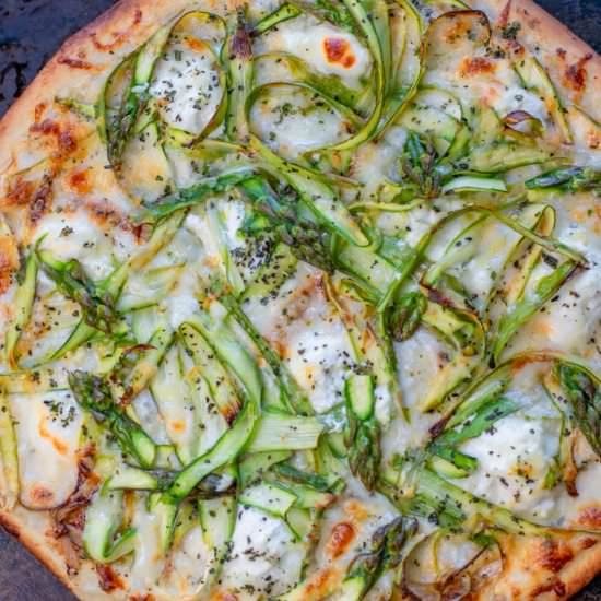 shaved asparagus white pizza - Recipe photo by a zest for life