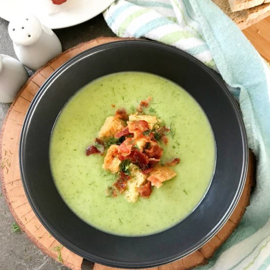 Creamy Zucchini Soup with Bacon - Recipe photo by emkayskitchen