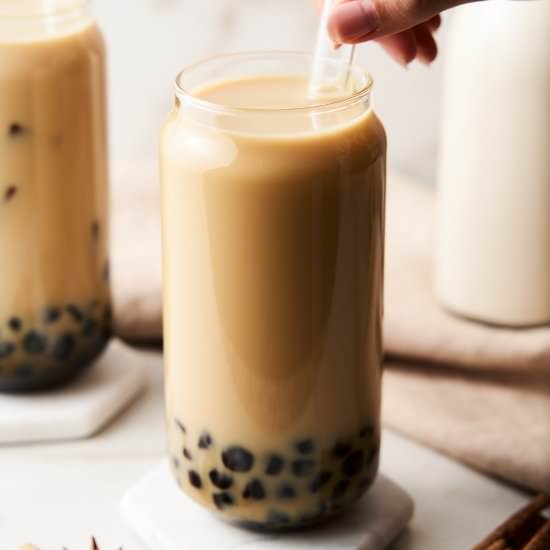 Thai Iced Tea With Bubbles - Recipe photo by brokebankvegan