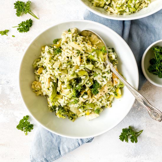 Pesto chicken risotto - Recipe photo by Low Histamine Kitchen