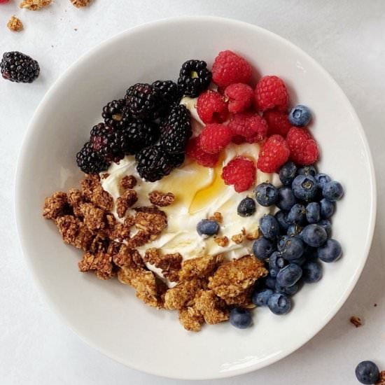 Greek Yogurt with Granola and Fruit - Recipe photo by mycasualpantry