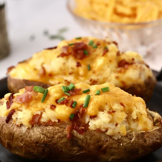 Air Fryer Loaded Twice Baked Potato - Recipe photo by Grits and Pinecones