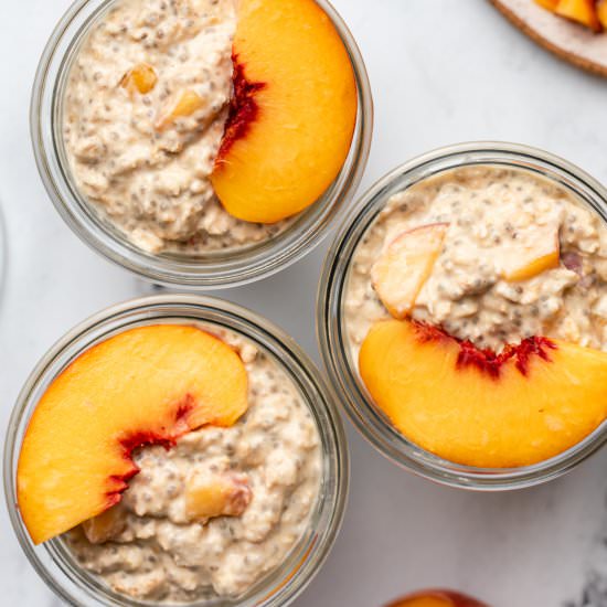 Peaches & Cream Overnight Oatmeal - Recipe photo by from my bowl