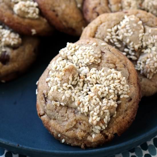 Chocolate Chip-Tahini Cookies - Recipe photo by Food Gal