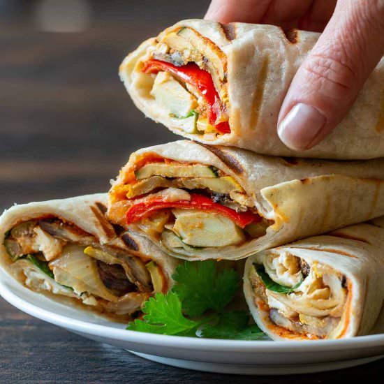 Mediterranean Veggie Wraps - Recipe photo by Healthy World Cuisine