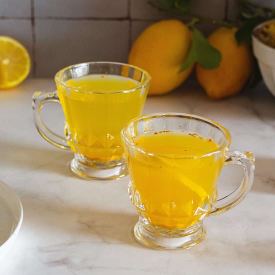 Lemon Ginger Turmeric Tea - Recipe photo by Ourplantbasedworld