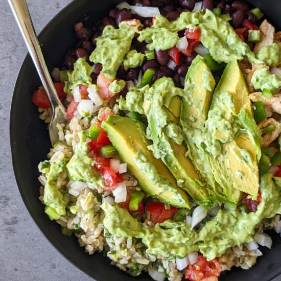 Chili Lime Chicken Burrito Bowls - Recipe photo by thecandidcooks