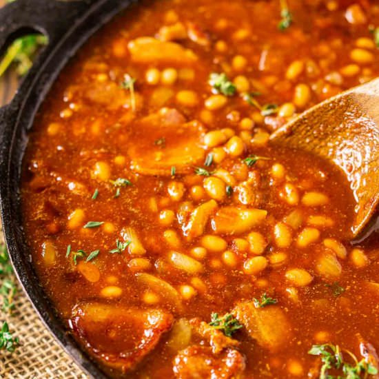 Smoked Baked Beans - Recipe photo by Burrata and Bubbles