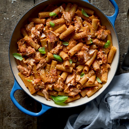 Salmon Rigatoni in a Tomato Sauce - Recipe photo by KitchenSanctuary