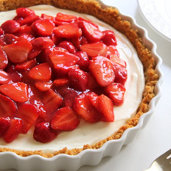 Pretzel and strawberry pie - Recipe photo by hornoMX