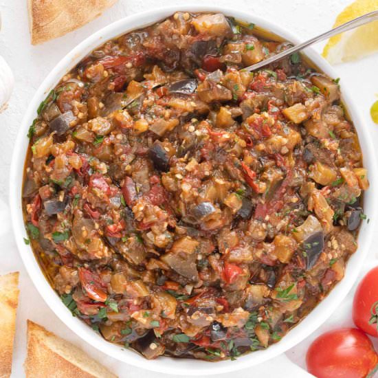 Zaalouk – Moroccan Eggplant Salad - Recipe photo by theplantbasedschool