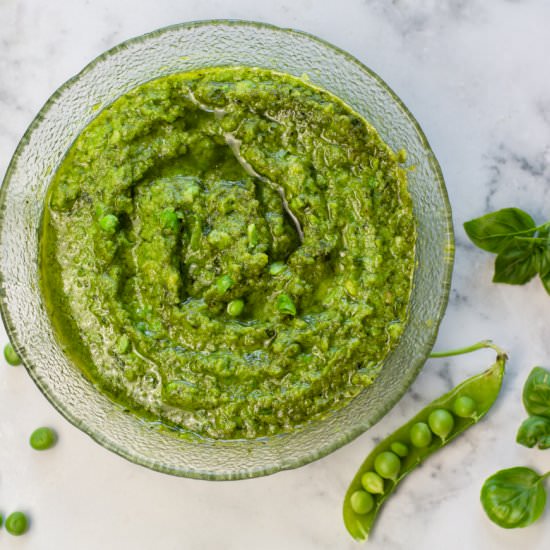Fresh pea & basil pesto - Recipe photo by a zest for life
