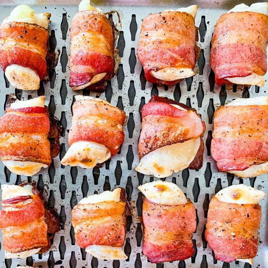 Smoked Bacon-Wrapped Perogies - Recipe photo by windingcreekranch