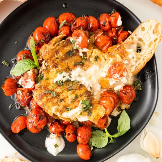 Fried Burrata Ball - Recipe photo by beyondthenoms