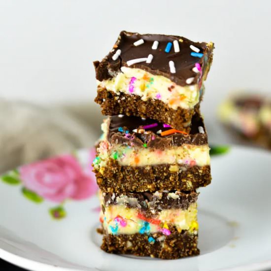 Birthday Cake Nanaimo Bars - Recipe photo by atasteofmadness