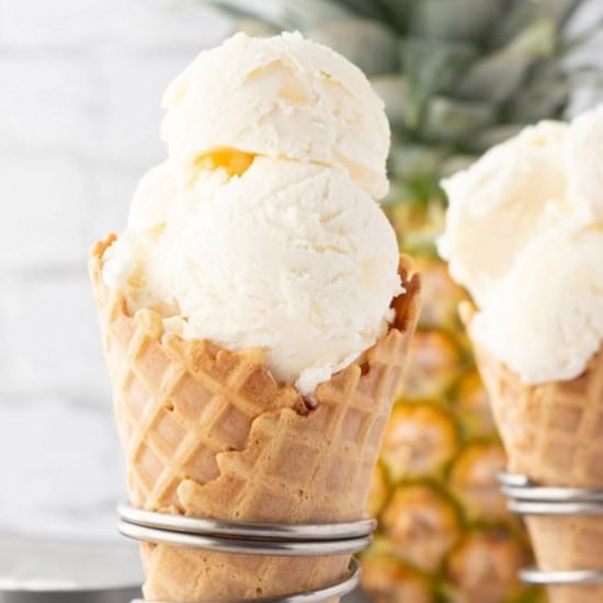 Pineapple Coconut Ice Cream - Recipe photo by noshingwiththenolands