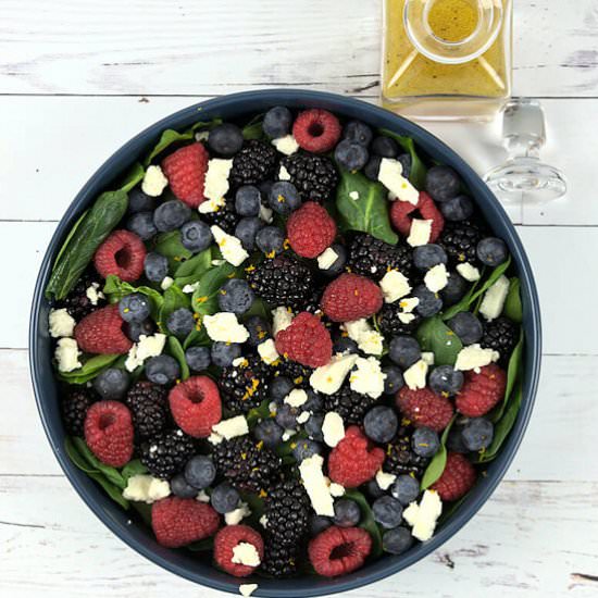 Triple Berry & Spinach Salad - Recipe photo by agourmetfoodblog