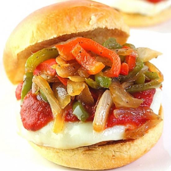 sausage, pepper and onion burgers - Recipe photo by nowcookthis
