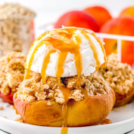 Baked Peaches with Oatmeal - Recipe photo by FoodFolksandFun