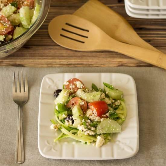 Greek Salad with Zoodles - Recipe photo by littlebitrecipes