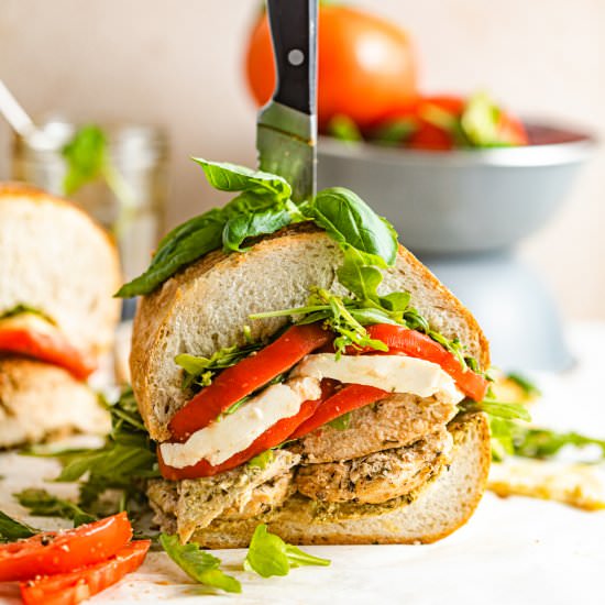 Chicken Caprese Sandwich - Recipe photo by BritneyBreaksBread