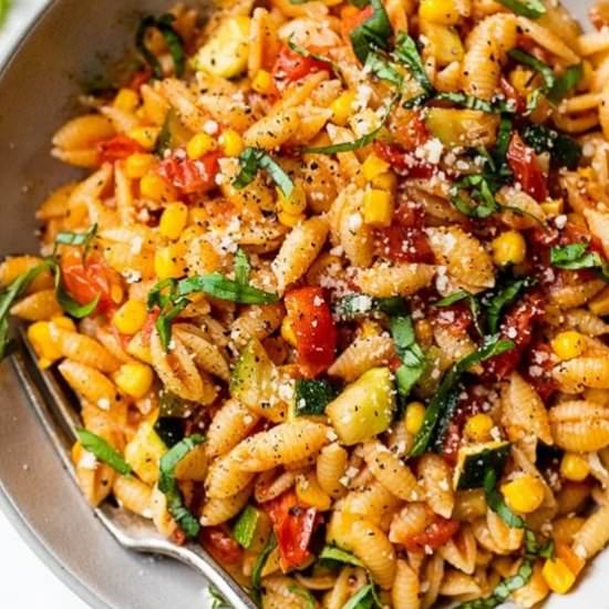 Cavatelli Pasta with Corn, Tomatoes - Recipe photo by Skinnytaste
