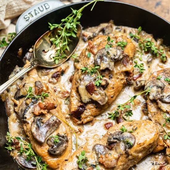 Creamy Mushroom Chicken - Recipe photo by BritneyBreaksBread